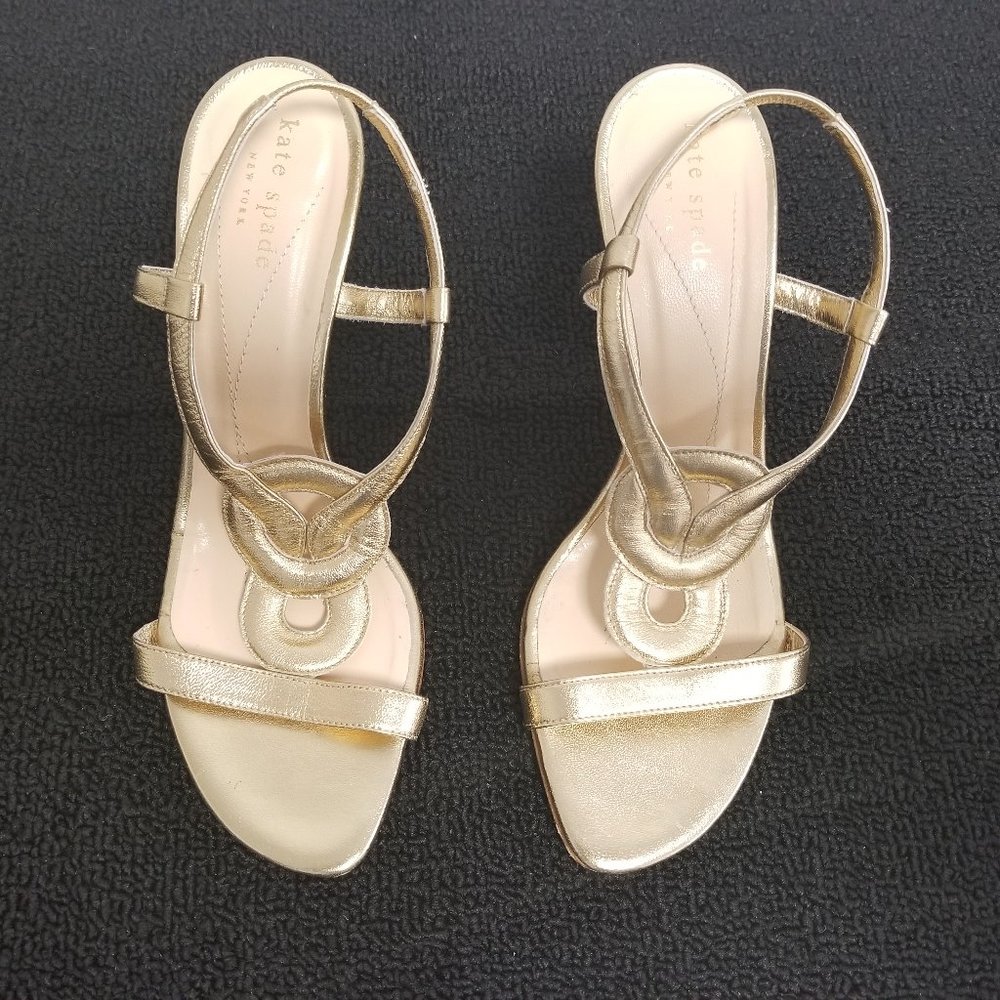 Kate Spade New York Gold 3.5 inch Heels 7.5B Italy